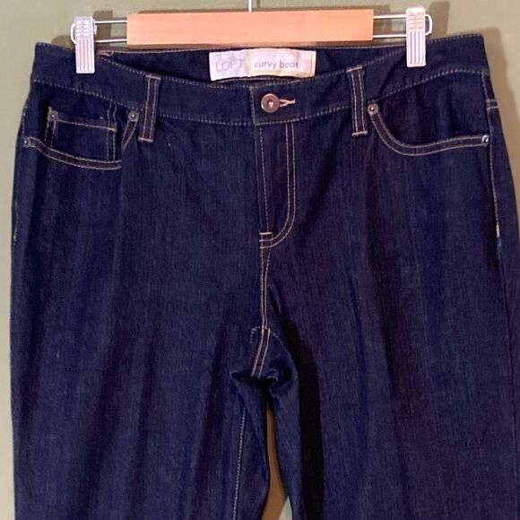 Ann Taylor Loft NWOT Curvy boot dark wash denim jeans 10L - Picture 3 of 7